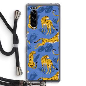 CaseCompany Luipaard: Sony Xperia 5 Transparant Hoesje met koord