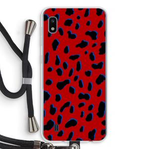CaseCompany Red Leopard: Samsung Galaxy A10 Transparant Hoesje met koord