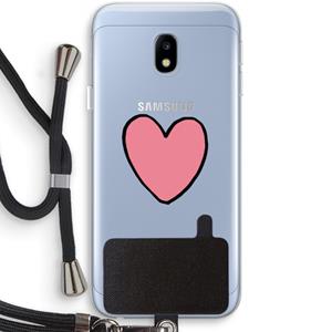 CaseCompany Hartje: Samsung Galaxy J3 (2017) Transparant Hoesje met koord