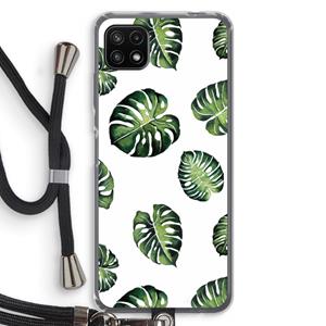 CaseCompany Tropische bladeren: Samsung Galaxy A22 5G Transparant Hoesje met koord