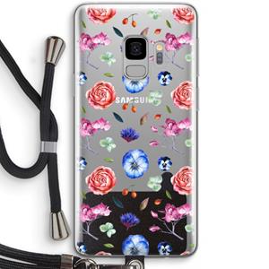 CaseCompany Bloemetjes: Samsung Galaxy S9 Transparant Hoesje met koord