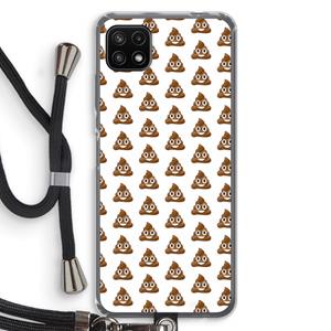 CaseCompany Poop emoji: Samsung Galaxy A22 5G Transparant Hoesje met koord
