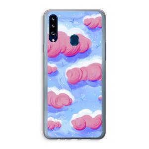 CaseCompany Roze wolken met vogels: Samsung Galaxy A20s Transparant Hoesje