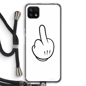 CaseCompany Middle finger white: Samsung Galaxy A22 5G Transparant Hoesje met koord