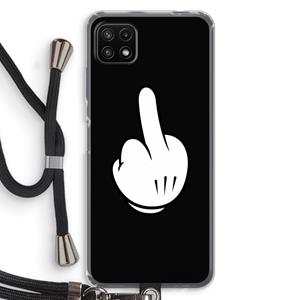 CaseCompany Middle finger black: Samsung Galaxy A22 5G Transparant Hoesje met koord