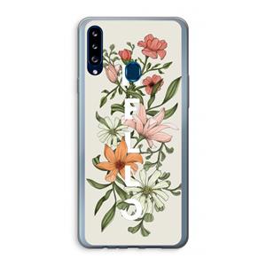 CaseCompany Hello bloemen: Samsung Galaxy A20s Transparant Hoesje