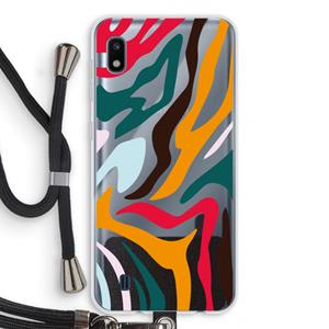 CaseCompany Colored Zebra: Samsung Galaxy A10 Transparant Hoesje met koord