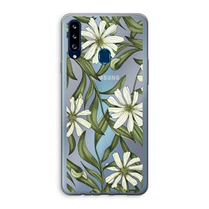 CaseCompany Wit bloemenpatroon: Samsung Galaxy A20s Transparant Hoesje