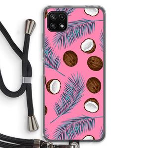 CaseCompany Kokosnoot roze: Samsung Galaxy A22 5G Transparant Hoesje met koord