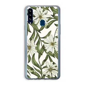 CaseCompany Wit bloemenpatroon: Samsung Galaxy A20s Transparant Hoesje