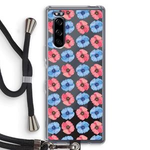 CaseCompany Klaproosjes: Sony Xperia 5 Transparant Hoesje met koord