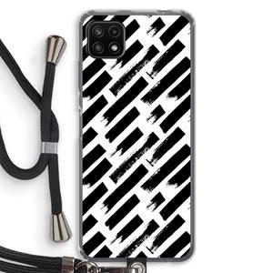 CaseCompany Zwarte vegen: Samsung Galaxy A22 5G Transparant Hoesje met koord