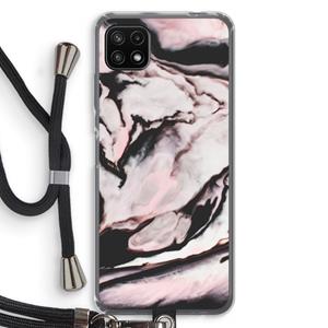 CaseCompany Roze stroom: Samsung Galaxy A22 5G Transparant Hoesje met koord
