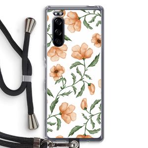 CaseCompany Peachy flowers: Sony Xperia 5 Transparant Hoesje met koord