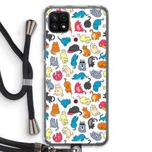 CaseCompany Kleurrijke katten: Samsung Galaxy A22 5G Transparant Hoesje met koord