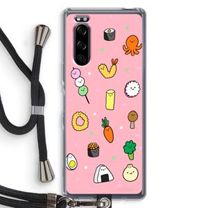 CaseCompany Happy bento friends: Sony Xperia 5 Transparant Hoesje met koord
