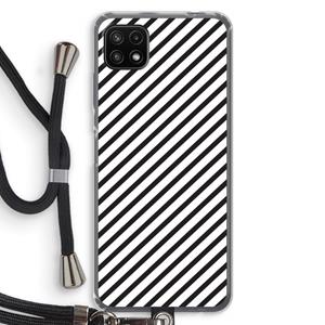 CaseCompany Strepen zwart-wit: Samsung Galaxy A22 5G Transparant Hoesje met koord