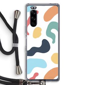 CaseCompany Memphis Shapes Blue: Sony Xperia 5 Transparant Hoesje met koord