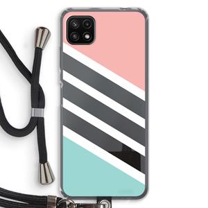 CaseCompany Strepen pastel: Samsung Galaxy A22 5G Transparant Hoesje met koord