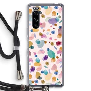 CaseCompany Terrazzo Memphis Pink: Sony Xperia 5 Transparant Hoesje met koord