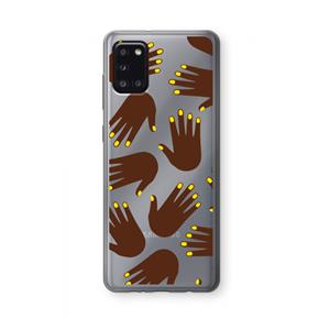 CaseCompany Hands dark: Samsung Galaxy A31 Transparant Hoesje