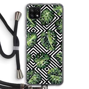 CaseCompany Geometrische jungle: Samsung Galaxy A22 5G Transparant Hoesje met koord