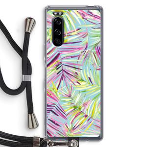 CaseCompany Tropical Palms Blue: Sony Xperia 5 Transparant Hoesje met koord