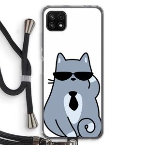CaseCompany Cool cat: Samsung Galaxy A22 5G Transparant Hoesje met koord