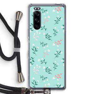 CaseCompany Small white flowers: Sony Xperia 5 Transparant Hoesje met koord