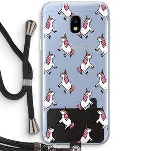 CaseCompany Eenhoorns overal: Samsung Galaxy J3 (2017) Transparant Hoesje met koord