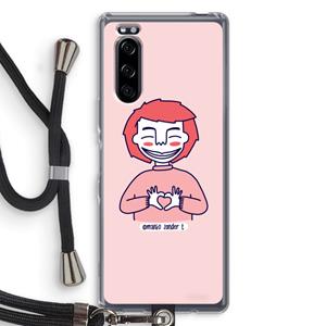 CaseCompany Hartje: Sony Xperia 5 Transparant Hoesje met koord