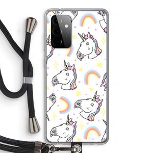 CaseCompany Rainbow Unicorn: Samsung Galaxy A72 5G Transparant Hoesje met koord