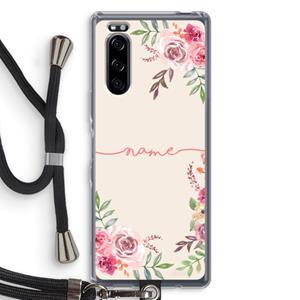 CaseCompany Rozen: Sony Xperia 5 Transparant Hoesje met koord