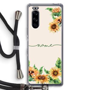 CaseCompany Zonnebloemen: Sony Xperia 5 Transparant Hoesje met koord