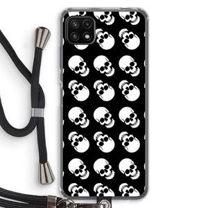 CaseCompany Musketon Skulls: Samsung Galaxy A22 5G Transparant Hoesje met koord
