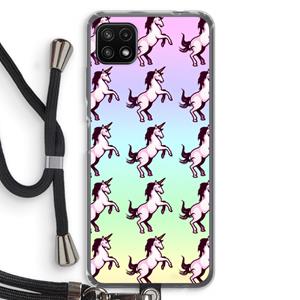 CaseCompany Musketon Unicorn: Samsung Galaxy A22 5G Transparant Hoesje met koord