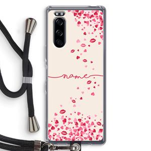 CaseCompany Hartjes en kusjes: Sony Xperia 5 Transparant Hoesje met koord
