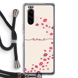 CaseCompany Kusjes: Sony Xperia 5 Transparant Hoesje met koord