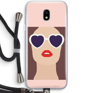 CaseCompany Red lips: Samsung Galaxy J3 (2017) Transparant Hoesje met koord