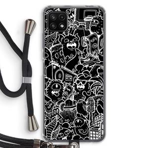 CaseCompany Vexx Black City : Samsung Galaxy A22 5G Transparant Hoesje met koord