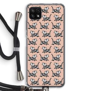 CaseCompany Zwarte poes: Samsung Galaxy A22 5G Transparant Hoesje met koord