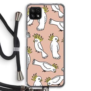 CaseCompany Papegaai: Samsung Galaxy A22 5G Transparant Hoesje met koord