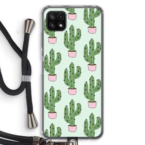 CaseCompany Cactus Lover: Samsung Galaxy A22 5G Transparant Hoesje met koord
