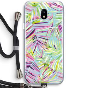 CaseCompany Tropical Palms Blue: Samsung Galaxy J3 (2017) Transparant Hoesje met koord