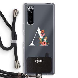 CaseCompany Pink Bouquet: Sony Xperia 5 Transparant Hoesje met koord