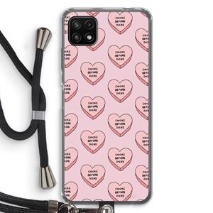 CaseCompany Chicks before dicks: Samsung Galaxy A22 5G Transparant Hoesje met koord