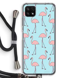 CaseCompany Anything Flamingoes: Samsung Galaxy A22 5G Transparant Hoesje met koord