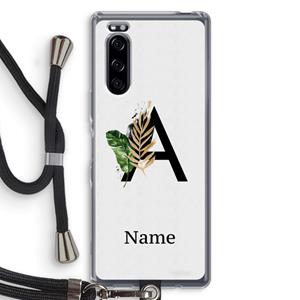 CaseCompany Charcoal Flora: Sony Xperia 5 Transparant Hoesje met koord