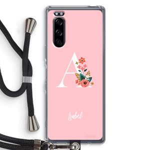 CaseCompany Pink Bouquet: Sony Xperia 5 Transparant Hoesje met koord