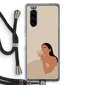 CaseCompany Fresh coffee: Sony Xperia 5 Transparant Hoesje met koord